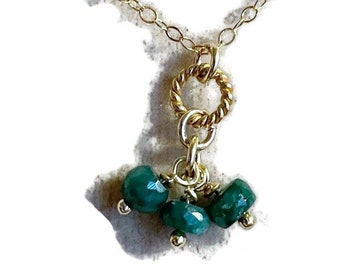 Emerald Necklace - May Birthstone - Green Jewellery - Gold Jewelry - Gemstone - Chain - Pendant