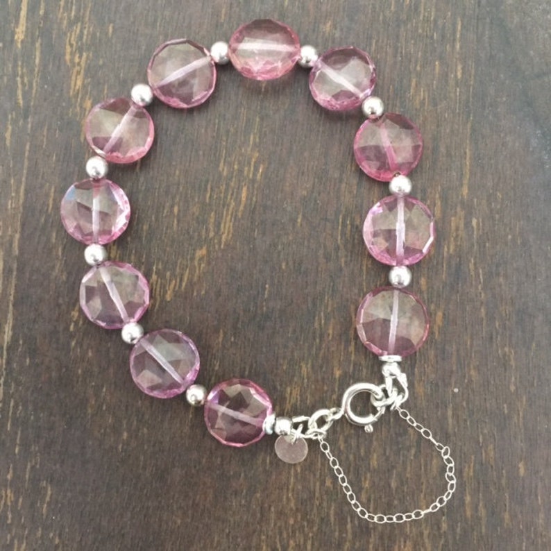 Safety Chain Gemstone Jewellery Luxe Topaz Jewelry Pink Bracelet Sterling Silver