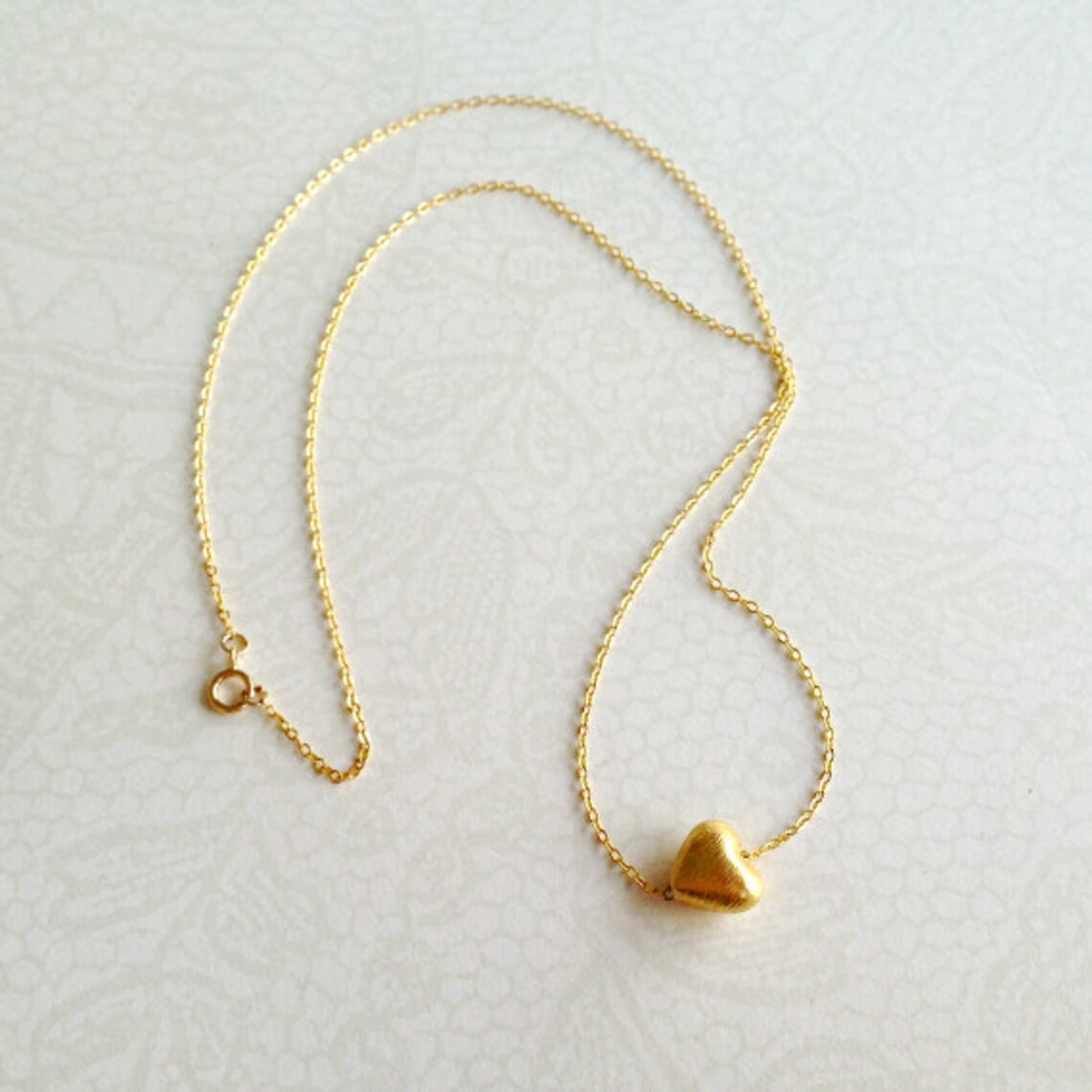 Gold Heart Necklace Everyday Necklace Valentine Jewellery Love Etsy