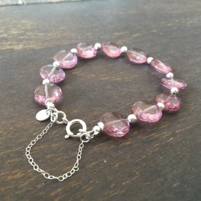 Safety Chain Gemstone Jewellery Luxe Topaz Jewelry Pink Bracelet Sterling Silver