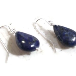 Lapis Earrings - Navy Blue Jewelry - Sterling Silver - Gemstone Jewellery - Denim - Dangle - Fashion