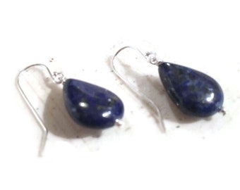 Lapis Earrings - Navy Blue Jewelry - Sterling Silver - Gemstone Jewellery - Denim - Dangle - Fashion