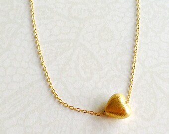 14k Gold Filled Heart Necklace, Vermeil Pendant, Valentine Jewelry