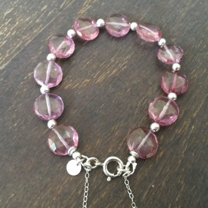 Safety Chain Gemstone Jewellery Luxe Topaz Jewelry Pink Bracelet Sterling Silver