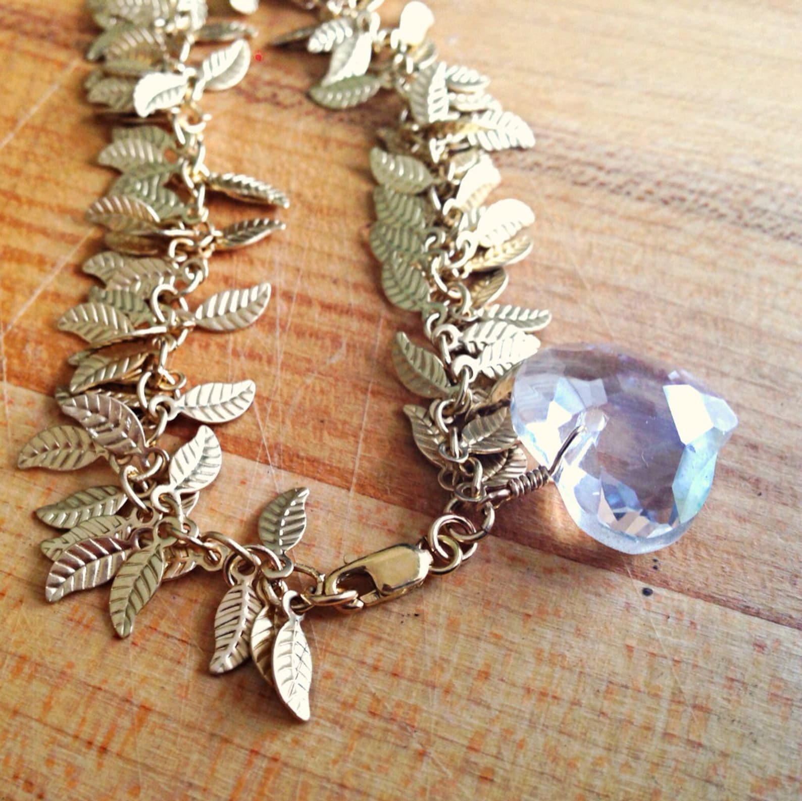 Gold Charm Bracelet Crystal Bracelet Crystal Heart Jewelry Crystal