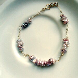 Pink Pearl Bracelet Gold Jewelry Wedding Jewellery Chain Iridescent Mother of Pearl Gemstone Handmade Unique Layer Stack Bridesmaid