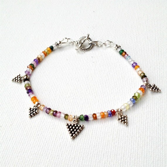 Gold Plated King Crown Bracelet With White Turquoise Beads - 8mm Stretch Bracelet, 7.5 Inch - View #10