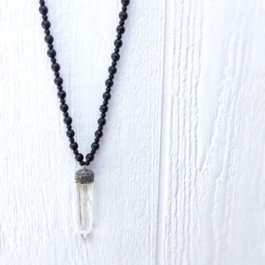 Black Necklace Jewelry Crystal Spike Statement Long Hematile Gemstone Jewellery Chunky Fashion Trendy image 5