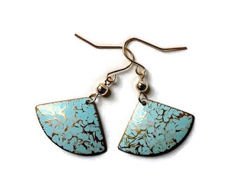 Blaue Türkis Metalohrringe - Messingschmuck