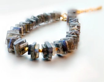 Labradorite Bracelet - Gold Vermeil Jewellery - Gemstone Jewelry - Gray - Grey - Iridescent - Chain