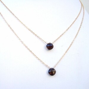 Smoky Quartz Necklaces Brown Jewelry Gold Jewellery Simple Dainty Everyday Layer Stack Gemstone Briolette N-168 image 2