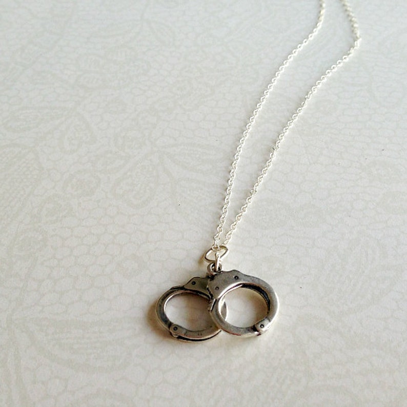 Handcuff Necklace Sterling Silver Jewelry Charm Jewellery Etsy
