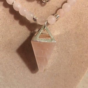 Pink Necklace - Rose Quartz Jewellery - Long - Sterling Silver Jewelry - Gemstone Pendant - Beaded