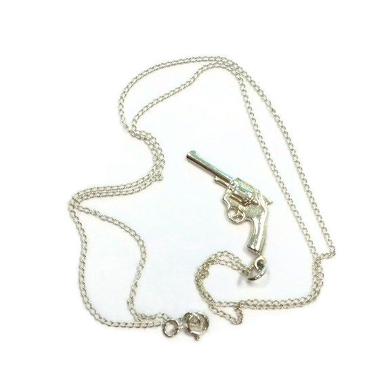 Gun Necklace Sterling Silver Jewellery 925 Pistol Etsy