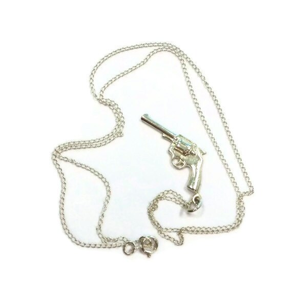 Gun Necklace Sterling Silver Jewellery 925 Pistol Etsy