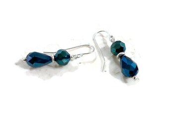 Blue Earrings - Crystal Jewelry - Sterling Silver Jewellery - Luxe - Chic