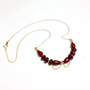 Red Ruby Quartz Necklace Yellow Gold Jewelry July Birthstone Jewellery Modern Gemstone Chain Crimson Teardrop image 5