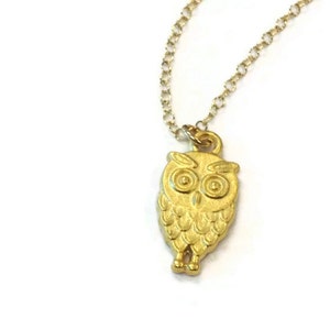 Owl Necklace - Gold Jewelry - Charm - Pendant - Jewellery - Simple - Everyday Dainty Chain Woodland Nature Bird Luxe Wisdom