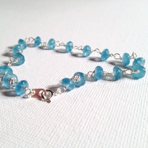Blue Bracelet - Sponge Quartz Jewelry - Gemstone - Sterling Silver Jewellery - Skinny - Thin - Dainty - Minimal - Spring Fashion B-156