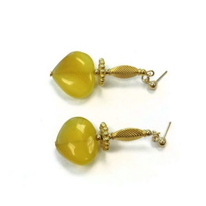 Yellow Earrings - Lemon Chalcedony Jewellery - Gold Jewelry - Gemstone - Summer - Fashion - Mustard - Dangle