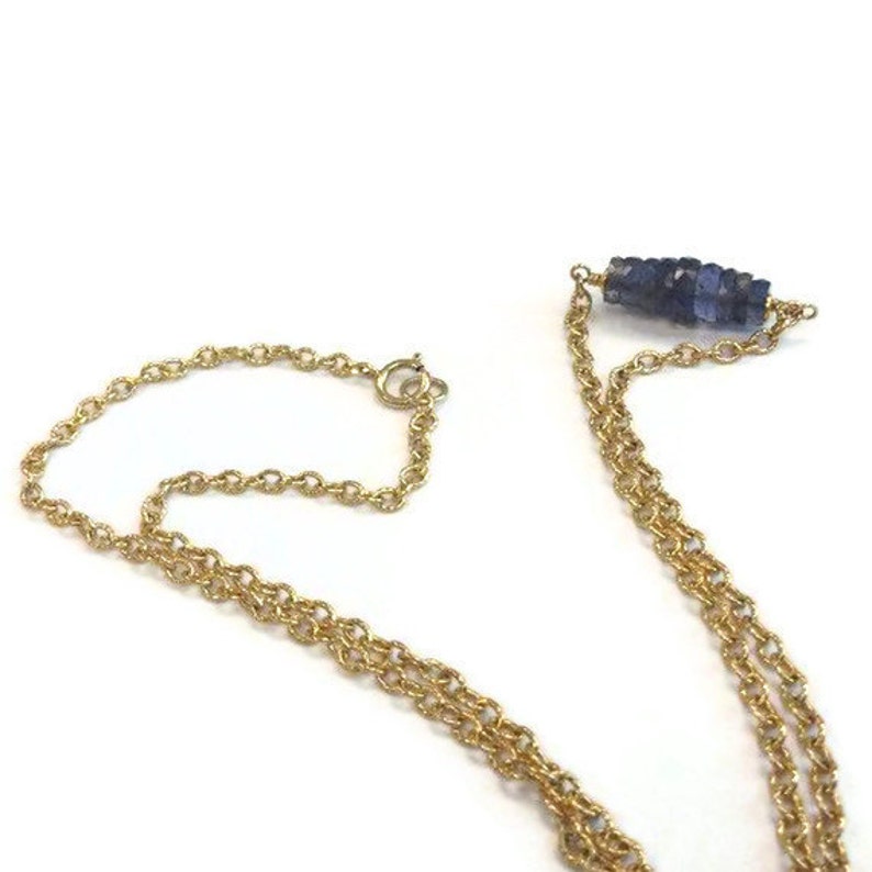 Iolite Necklace Bead Bar Necklace Gold Jewellery Gemstone Jewelry Purple Chain Luxe Iridescent image 4