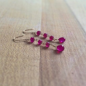 Ruby Earrings Red Jewelry July Birthstone Jewellery Genuine Gemstone 18K Yellow Gold LUXE AAA Couture image 2