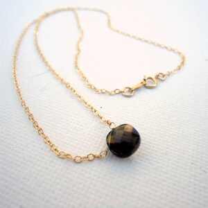 Smoky Quartz Necklaces Brown Jewelry Gold Jewellery Simple Dainty Everyday Layer Stack Gemstone Briolette N-168 image 5