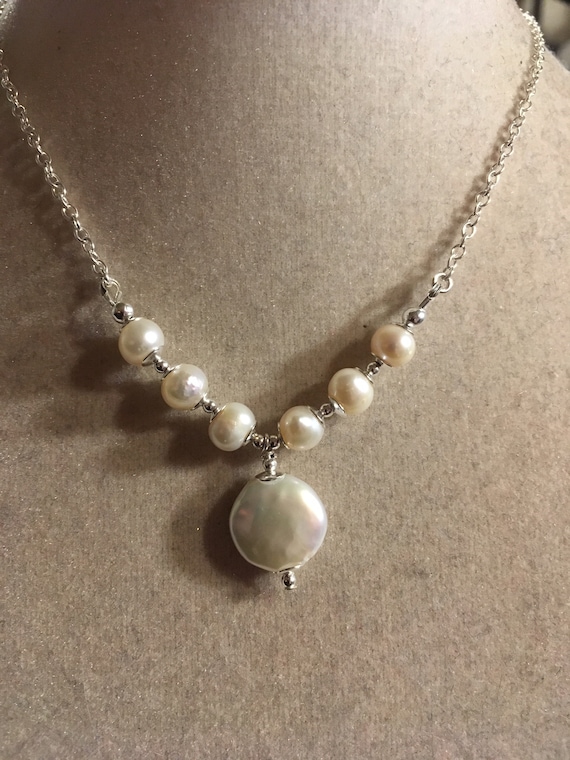 Collier Argent Fil Ciré Avec Perles De Culture D'eau Douce Véritable - NEUF Avec étiquettes, Fait Main