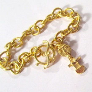 Yellow Gold Bracelet Zombie Voo Doo Chain Jewelry Chunky - Etsy