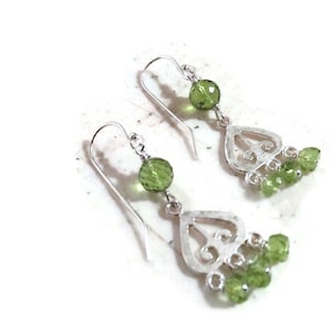 Peridot Earrings - Green Gemstone Jewelry - Sterling Silver Jewellery - August Birthstone - Chandelier