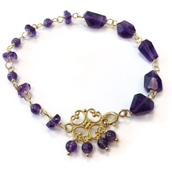 Amethyst Bracelet Purple Jewelry February Birthstone | Etsy