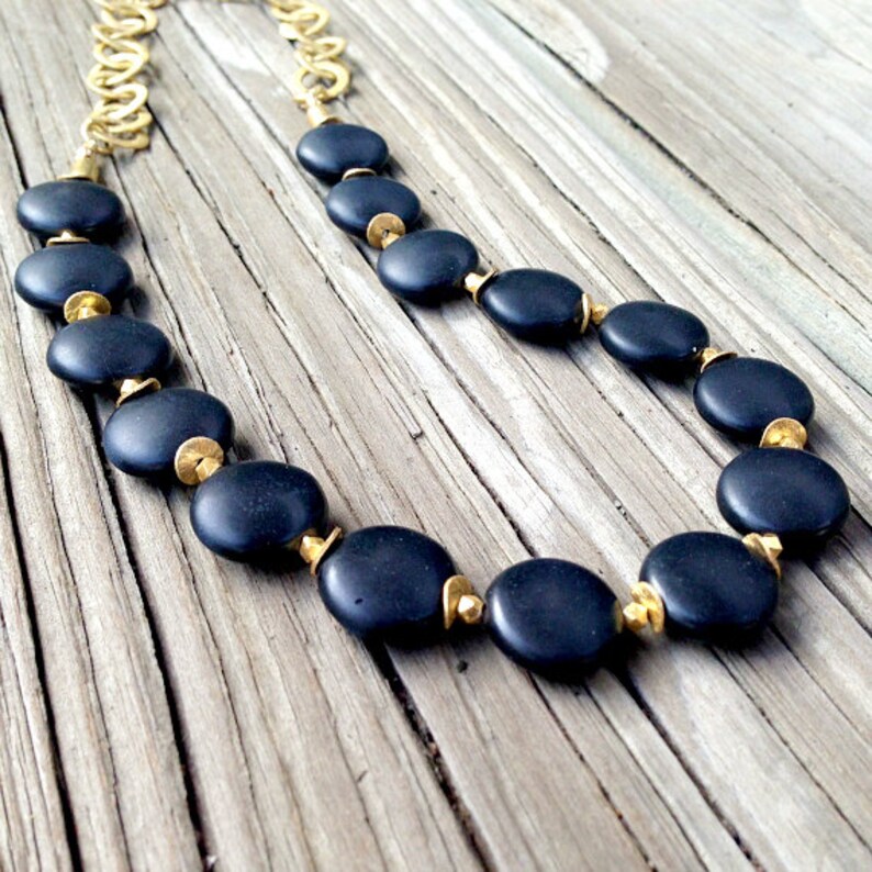 Black Necklace Turquoise Jewelry Gold Chain Jewellery Gemstone Unique image 2