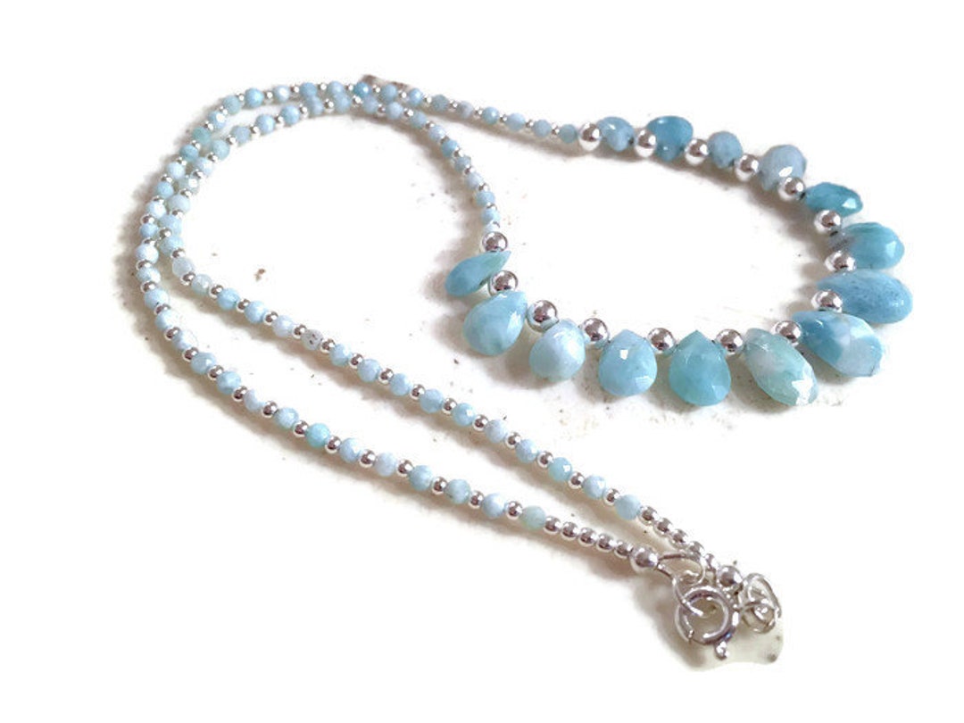 Larimar Necklace Sterling Silver Jewelry Blue Gemstone Jewellery Chic ...