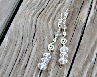 Clear Crystal Quartz Earrings - Wedding Jewelry - Gemstone Jewellery - Bride - Icicle - Luxe - Couture