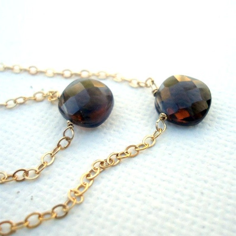 Smoky Quartz Necklaces Brown Jewelry Gold Jewellery Simple Dainty Everyday Layer Stack Gemstone Briolette N-168 image 3