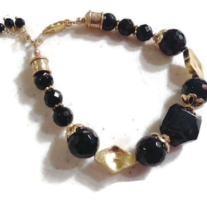 Black Onyx Bracelet - Gemstone Jewelry - Gold Jewellery - Fashion - Beaded - Style - Glam