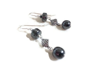 Hematite Earrings - Gemstone Jewelry - Sterling Silver 925 Jewellery - Dangle - Pierced - Fashion