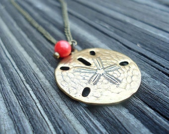 Sand Dollar Charm Necklace - Everyday Jewelry - Brass Jewellery