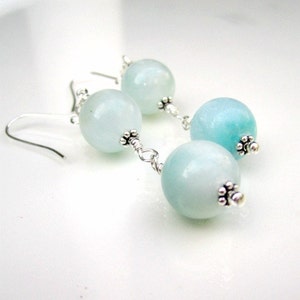Pendientes Larimar, Joyería de piedras preciosas azules, Joyería de plata de ley, Hecho a mano, Mínimo, Con cuentas, Perforado, Regalo, Joyería bycarmal ER-69