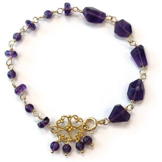 Amethyst Bracelet Purple Jewelry February Birthstone | Etsy