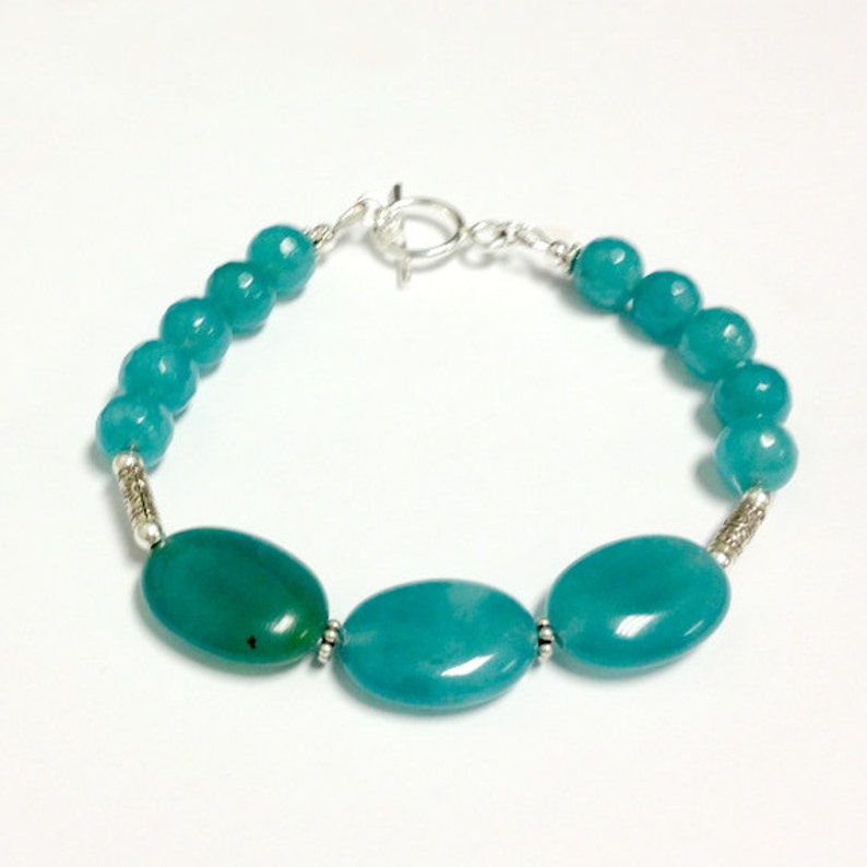 Blue Bracelet Jade Jewellery Sterling Silver 925 Etsy