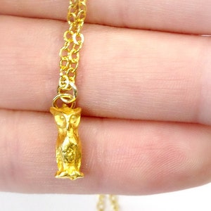 Owl Necklace Gold Jewelry Charm Vermeil Jewellery Wise Simple Everyday Dainty Chain Bird Pendant Mystery N-289 image 3