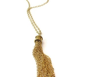 Tassel Necklace Gold Jewelry Long Chain Fringe Jewellery Everyday Minimal Handcrafted Fashion