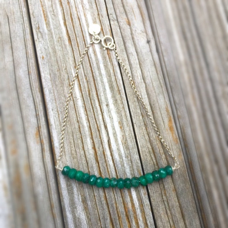 Emerald Bracelet Green Jewelry Gemstone Jewellery May Birthstone Sterling Silver Chain Luxe image 5
