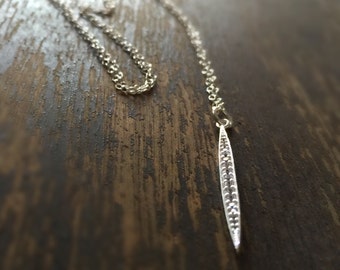 Silver Spike Necklace - CZ Jewelry - Sterling Silver Jewellery - Long - Boho - Fashion