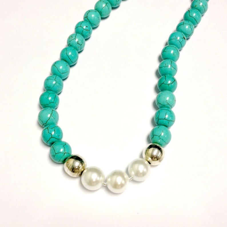 Turquoise & Pearl Necklace Turquoise Jewelry Gemstone Etsy