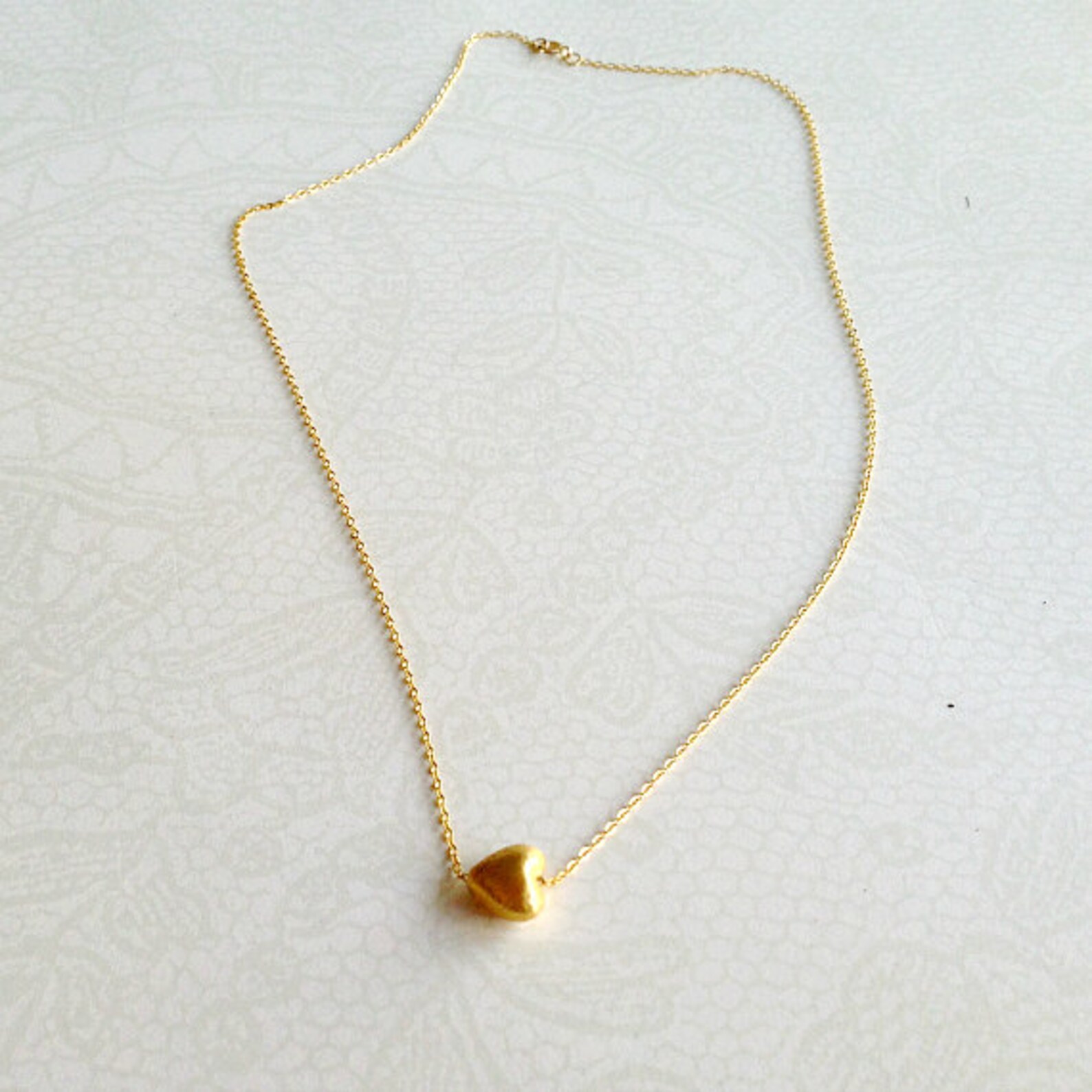 Gold Heart Necklace Everyday Necklace Valentine Jewellery Love Etsy