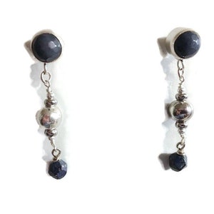 Navy Blue Lapis Earrings - Lapis Jewelry - Silver Jewelry - Gemstone Jewellery - Dangle - Fashion