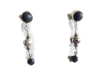 Navy Blue Lapis Earrings - Lapis Jewelry - Silver Jewelry - Gemstone Jewellery - Dangle - Fashion