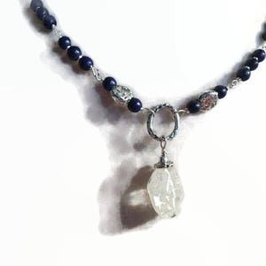 Navy Blue Necklace Howlite Jewelry Sterling Silver Jewellery Crystal Pendant Gemstone image 3